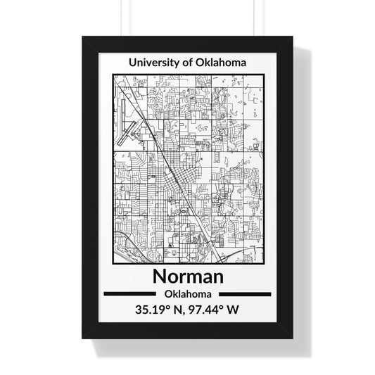 Map of Norman, Oklahoma Poster (Black and White)