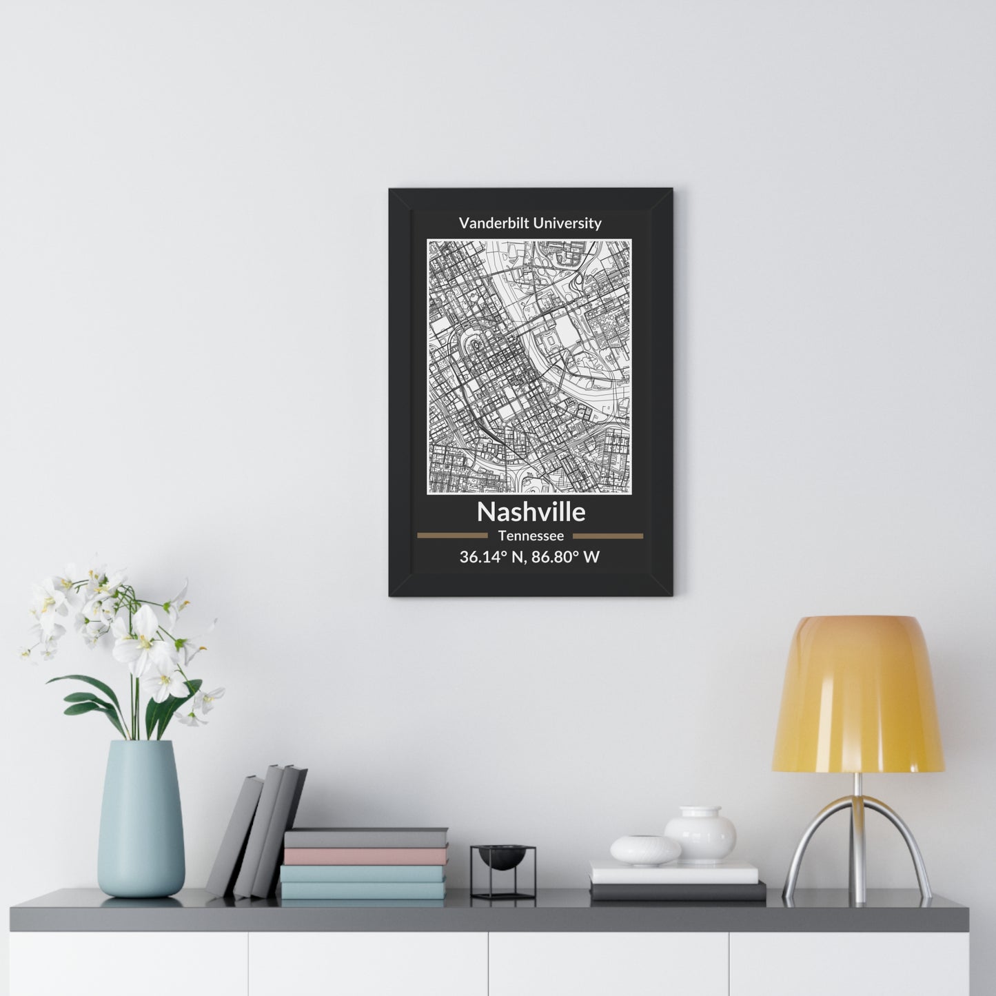 Map of Nashville, Tennessee Poster (Team Colors)