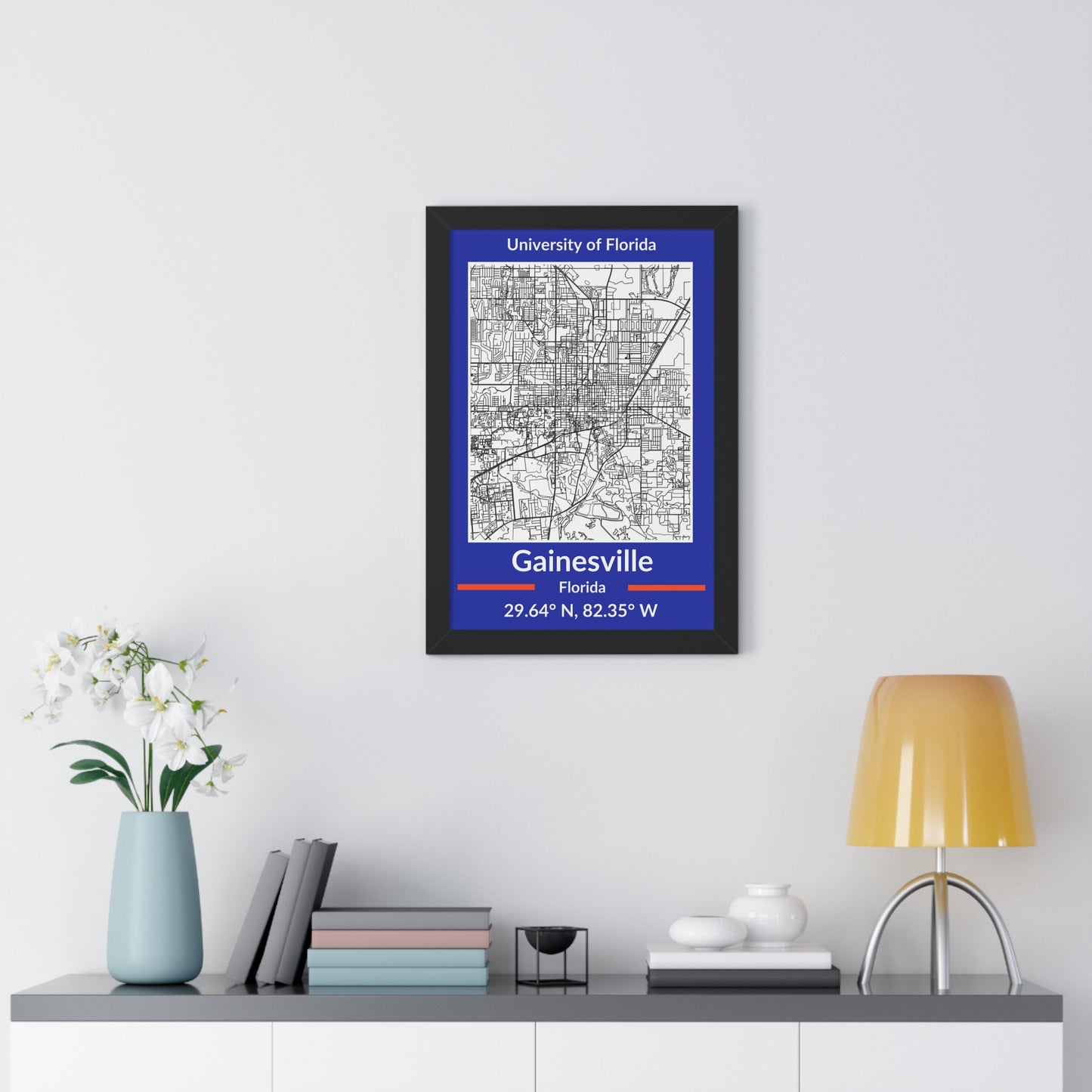 Map of Gainesville, Florida Poster (Black and White)