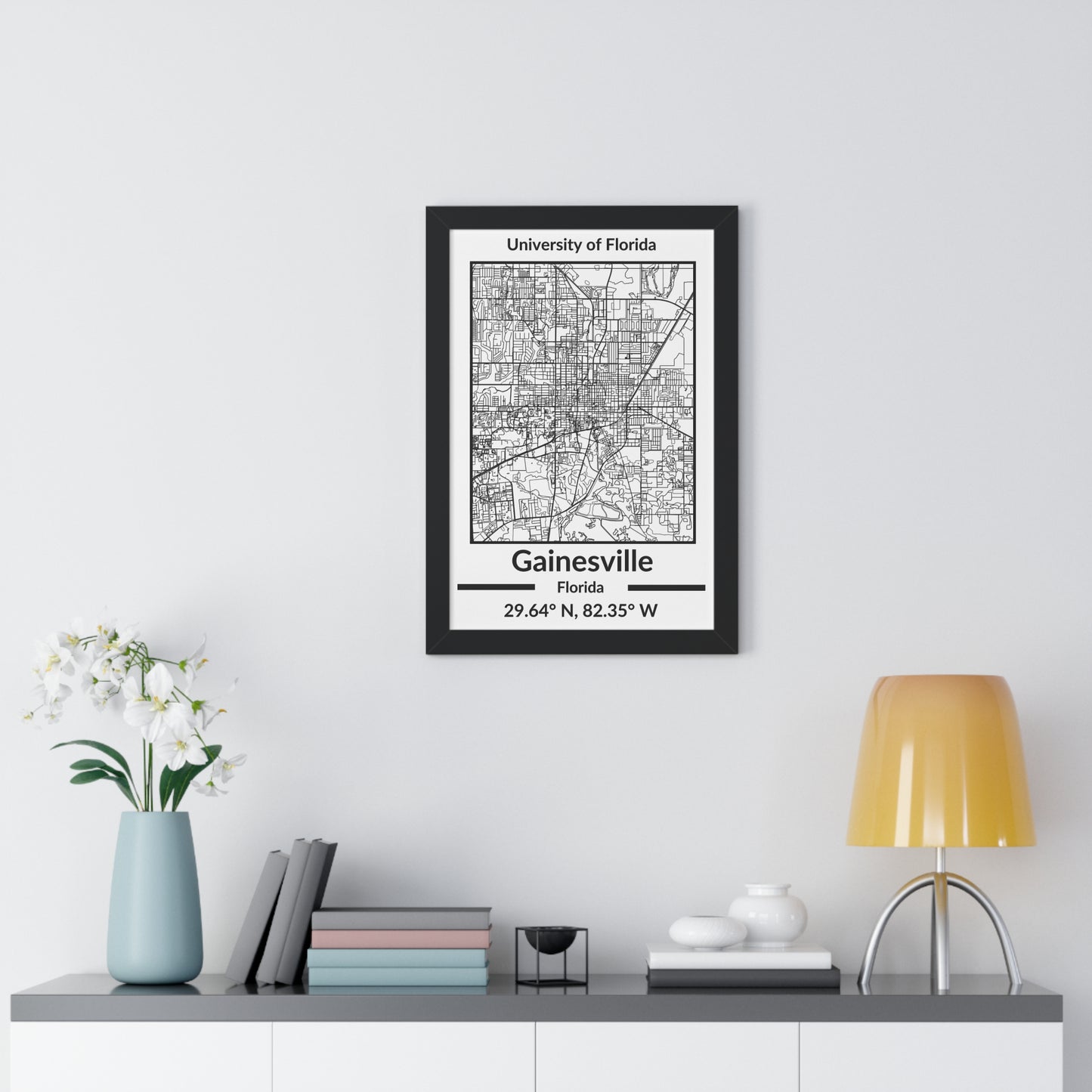 Map of Gainesville, Florida Poster (Black and White)