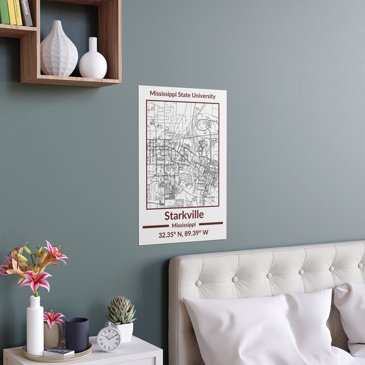 Map of Starkville, Mississippi Poster no Frame (Team Colors)