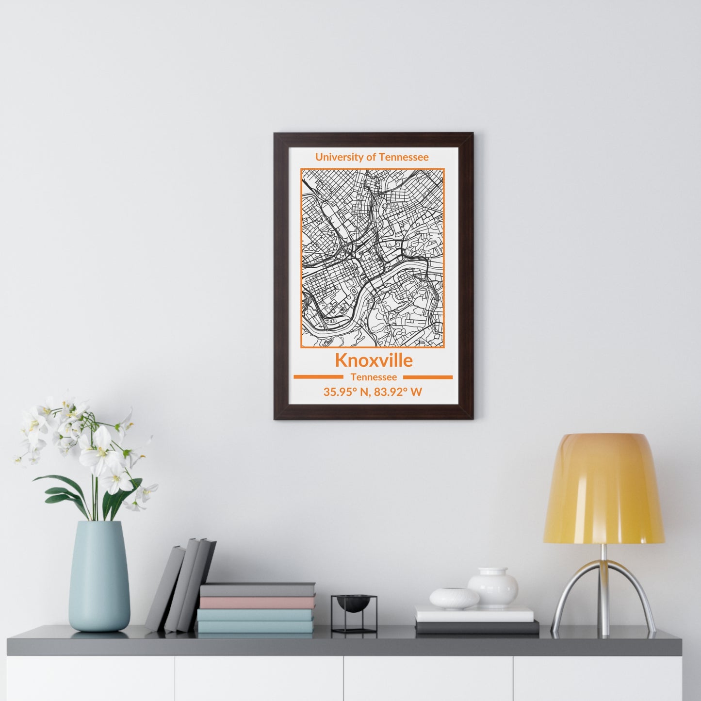 Map of Knoxville, Tennessee Poster (Team Colors)