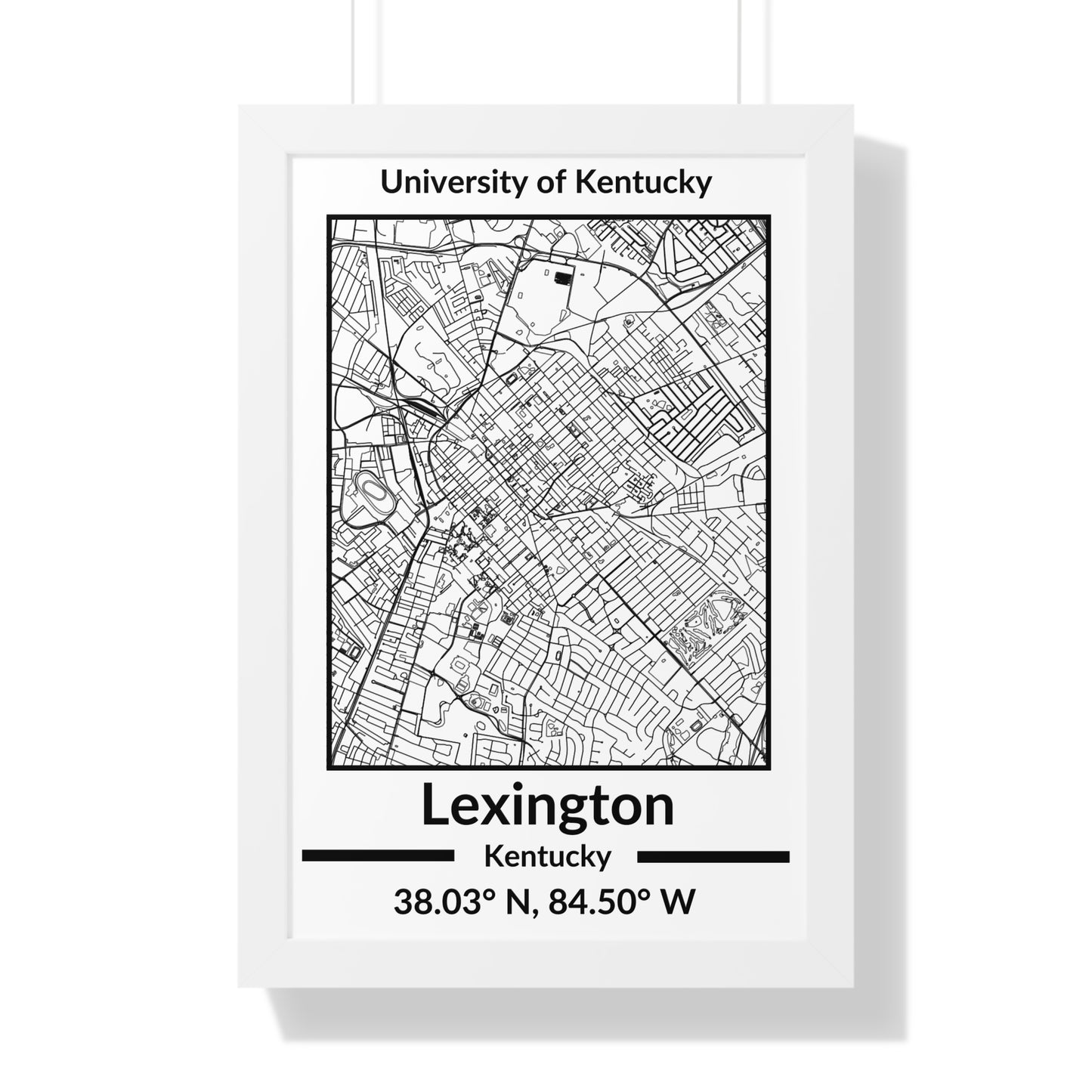 Map of Lexington, Kentucky Poster (Black and White)