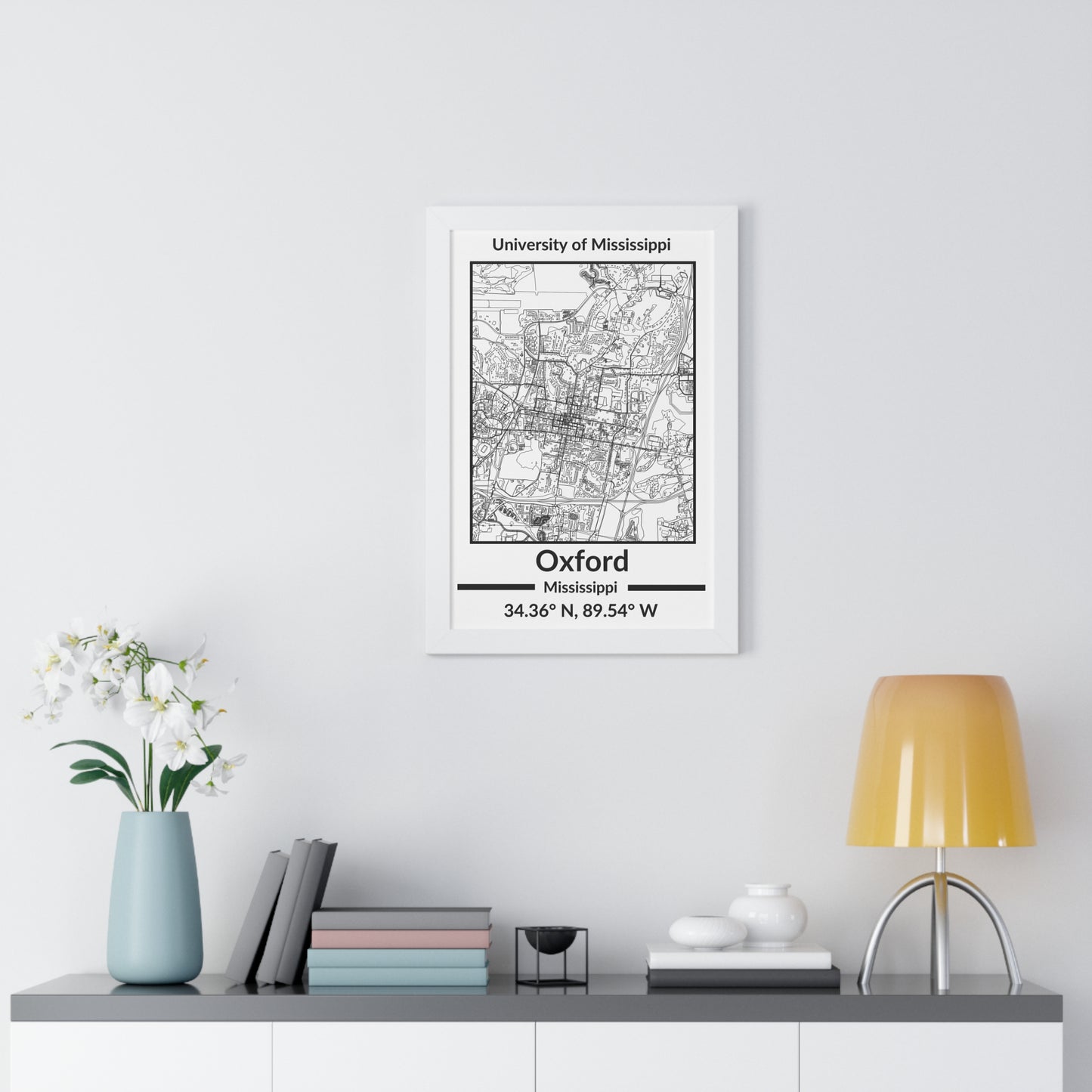 Map of Oxford, Mississippi Poster (Black and White)