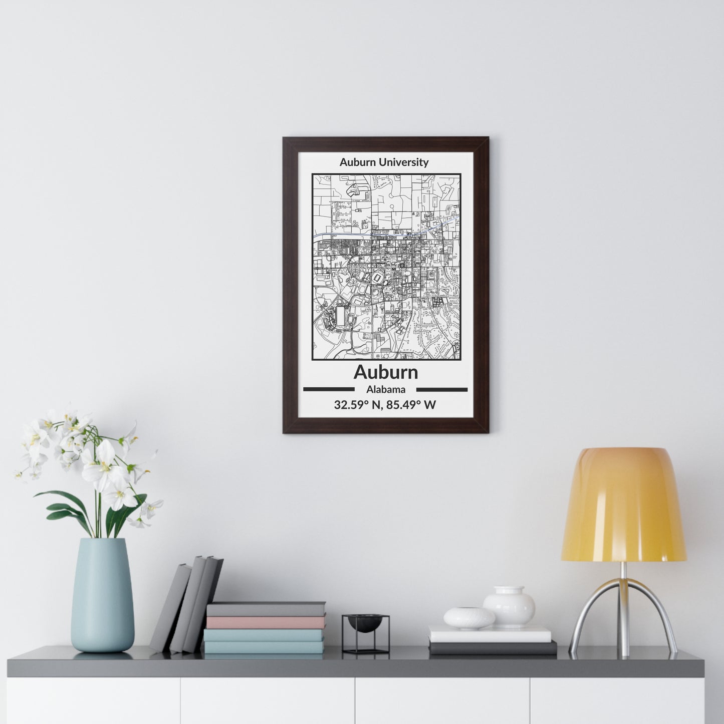 Map of Auburn, Alabama Poster (Black and White)