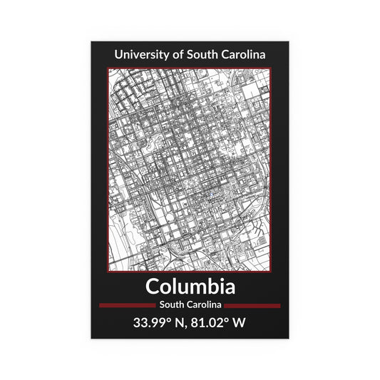 Map of Columbia, South Carolina Poster no Frame (Team Colors)