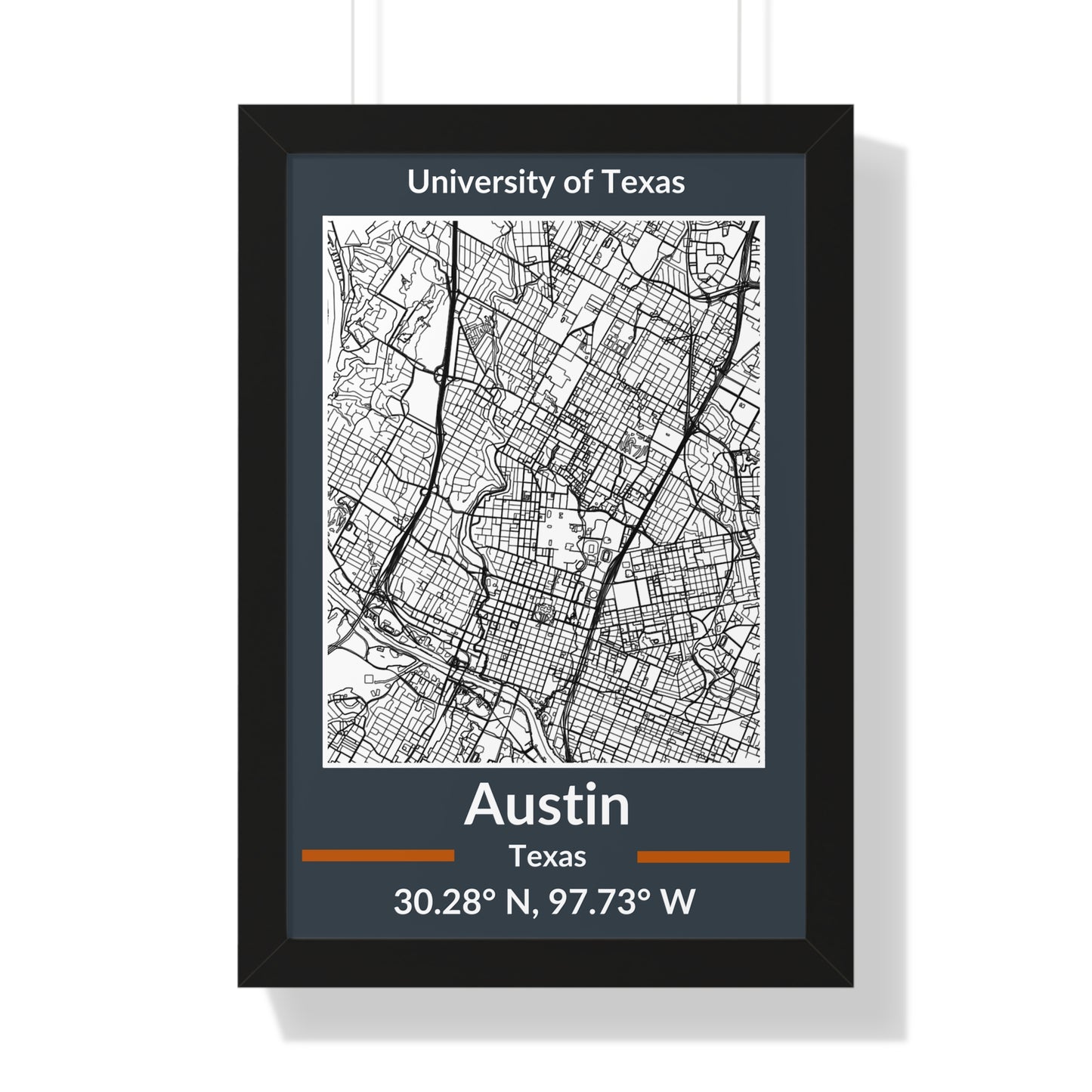 Map of Austin, Texas Poster (Team Colors)