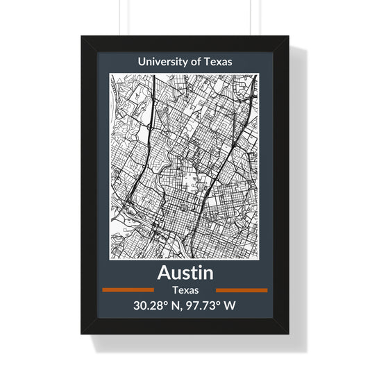 Map of Austin, Texas Poster (Team Colors)