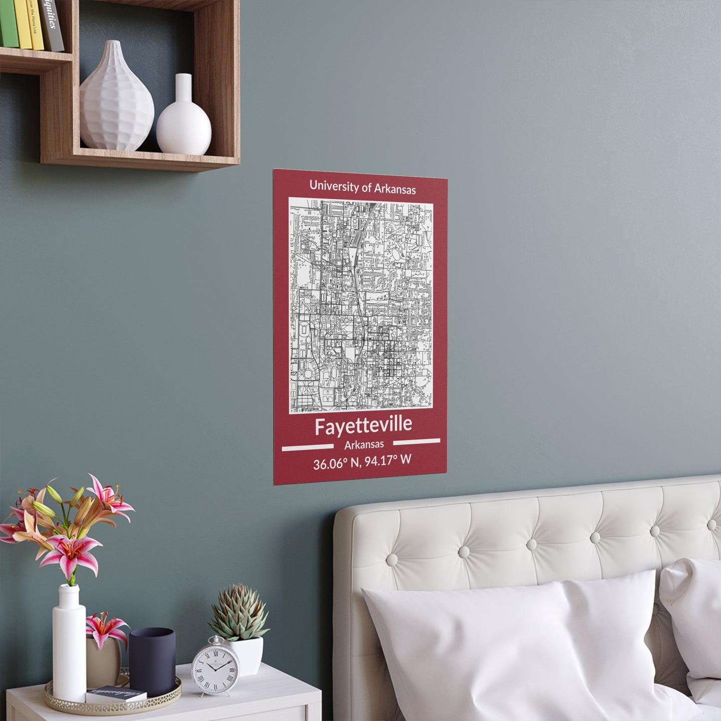 Map of Fayetteville, Arkansas Poster no Frame (Team Colors)