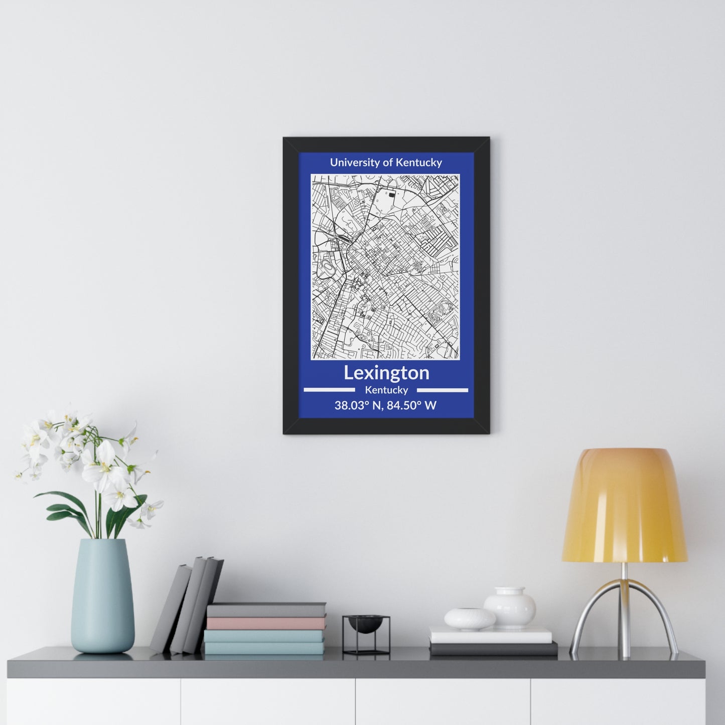 Map of Lexington, Kentucky Poster (Team Colors)