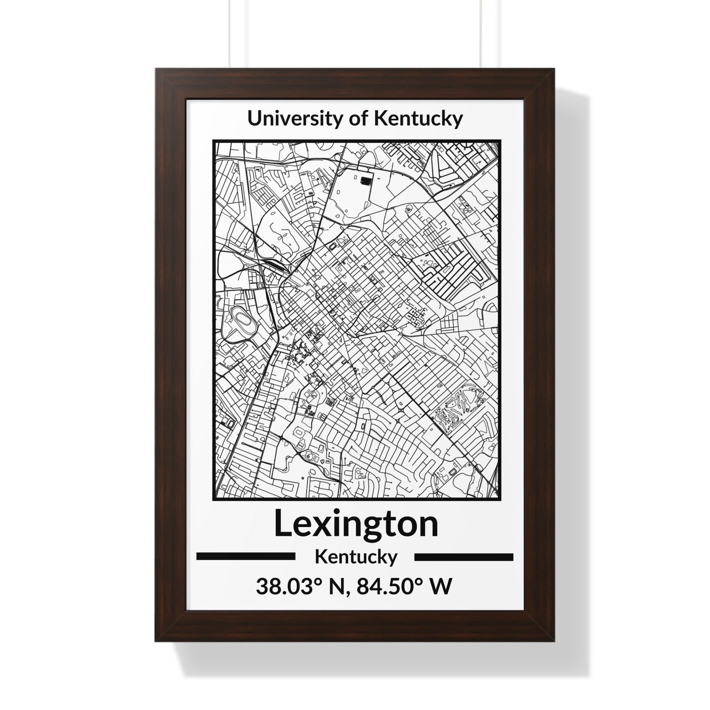 Map of Lexington, Kentucky Poster (Black and White)