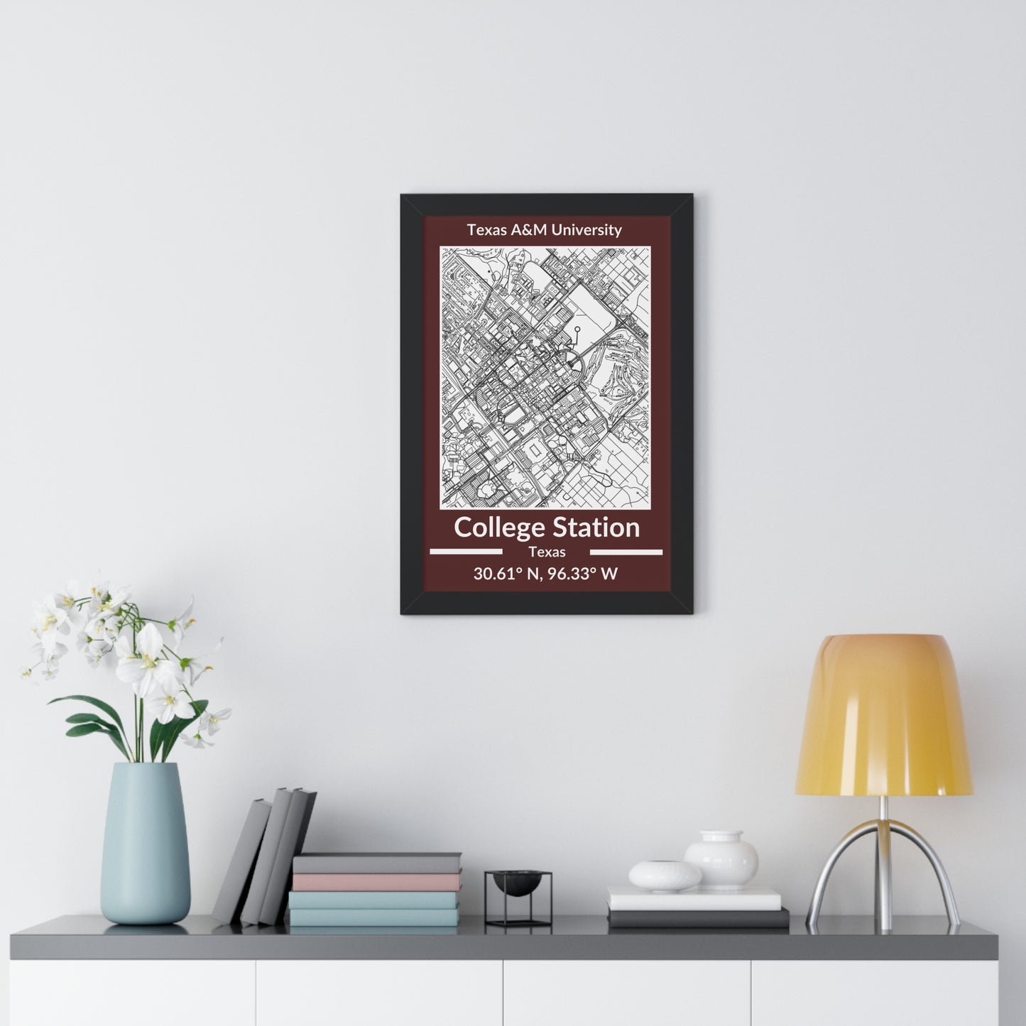 Map of College Station, Texas Poster (Team Colors)