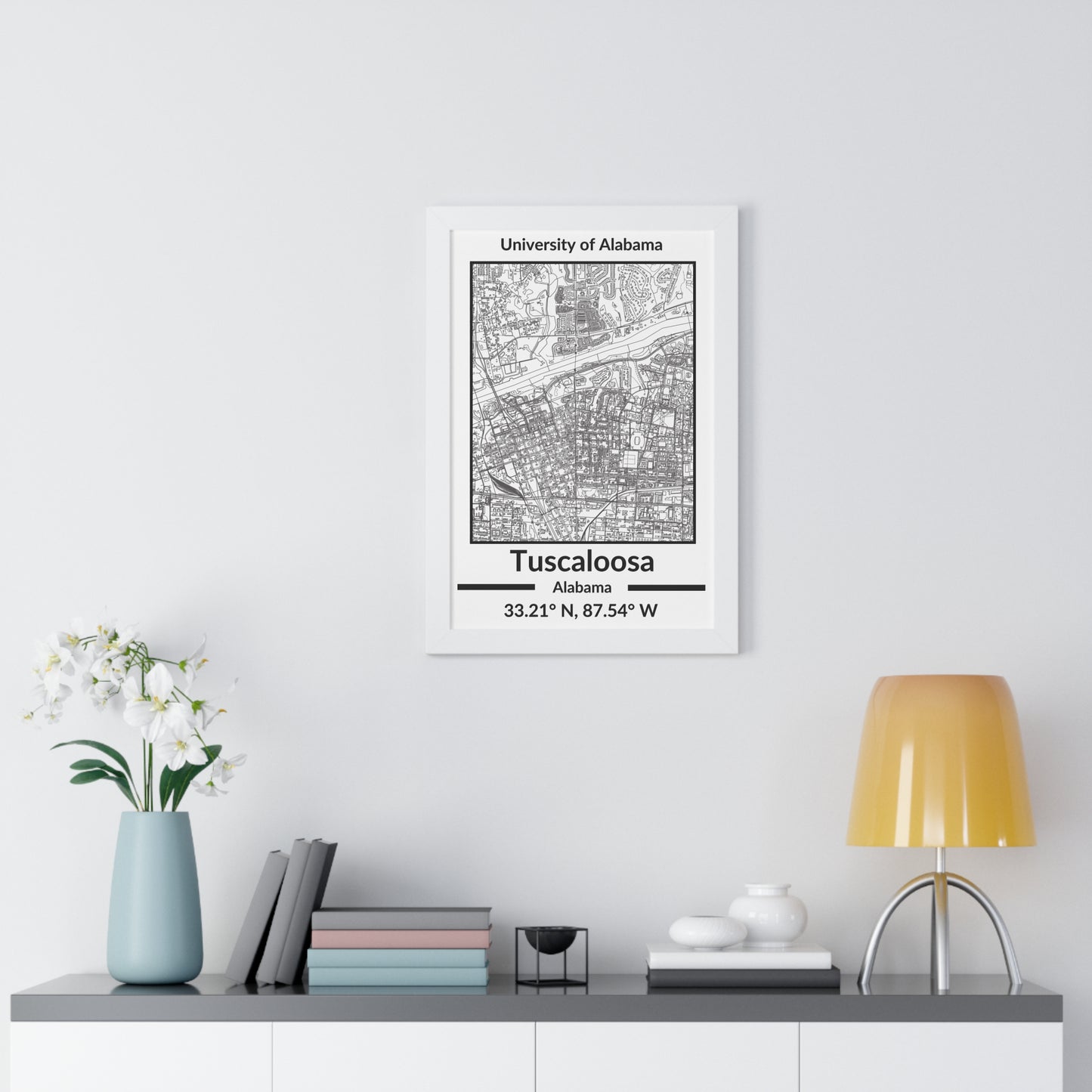 Map of Tuscaloosa, Alabama Poster (Black and White)