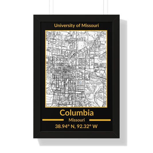 Map of Columbia, Missouri Poster (Team Colors)