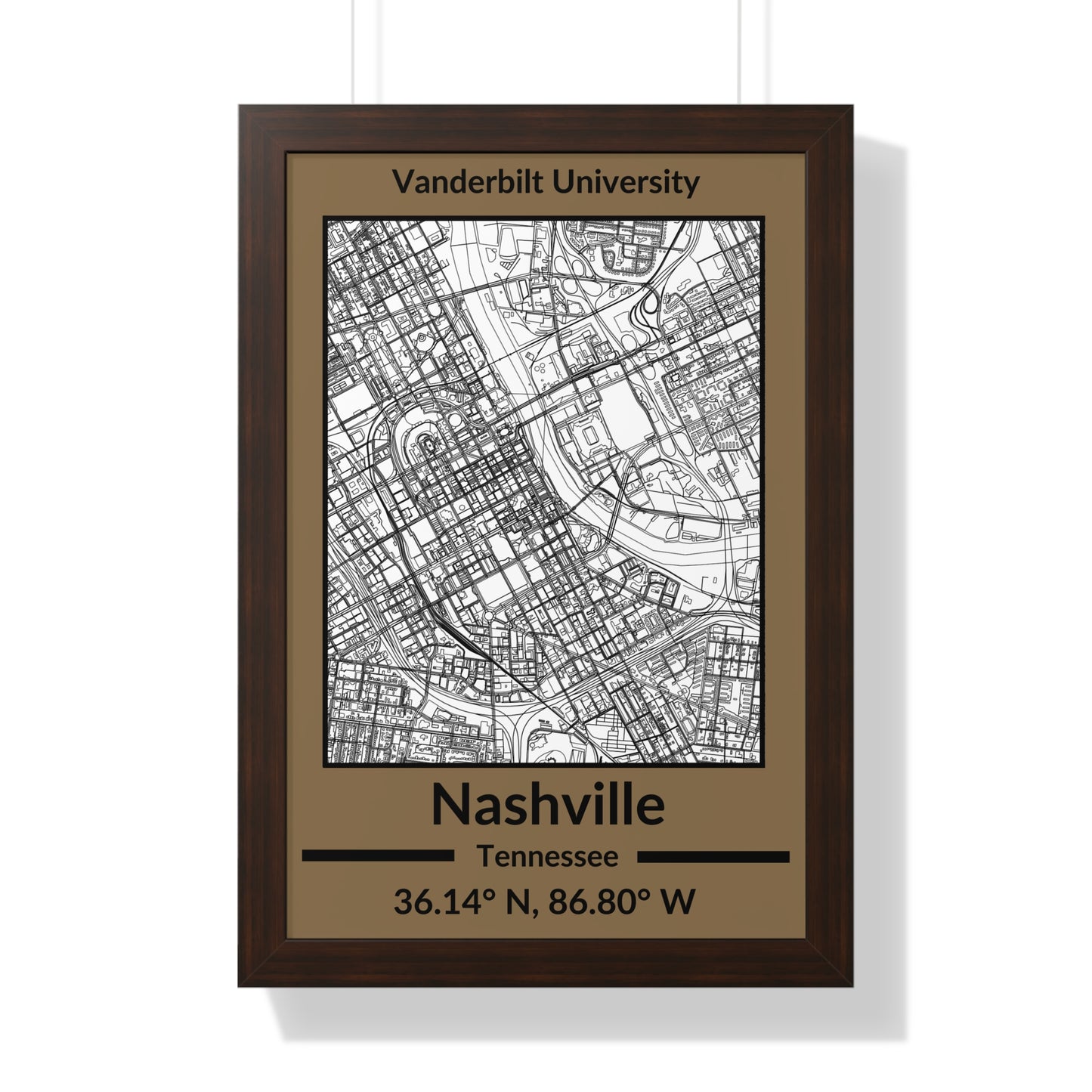 Map of Nashville, Tennessee Poster (Team Colors)