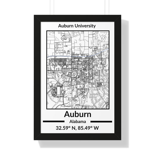 Map of Auburn, Alabama Poster (Black and White)