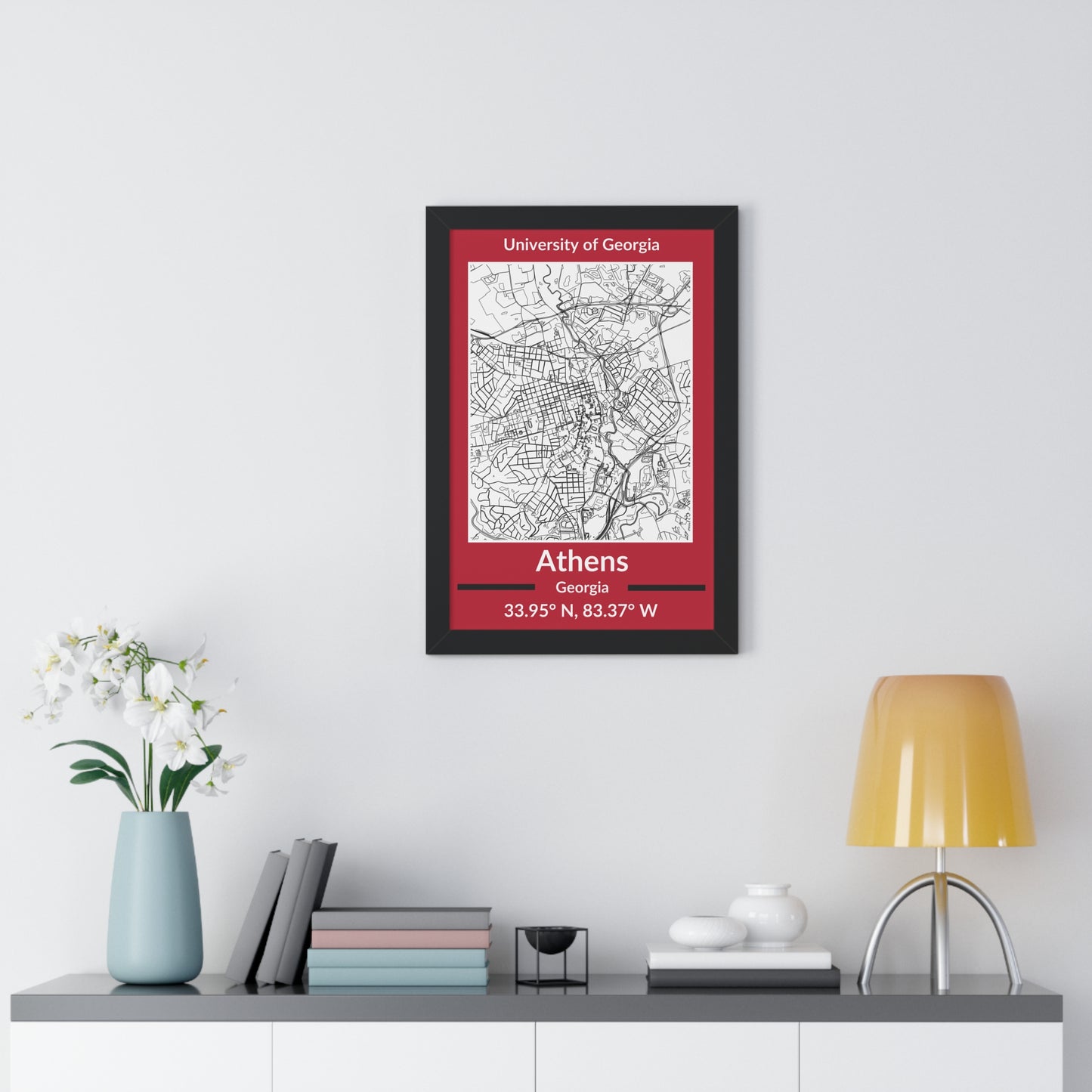 Map of Athens, Georgia Poster (Team Colors)