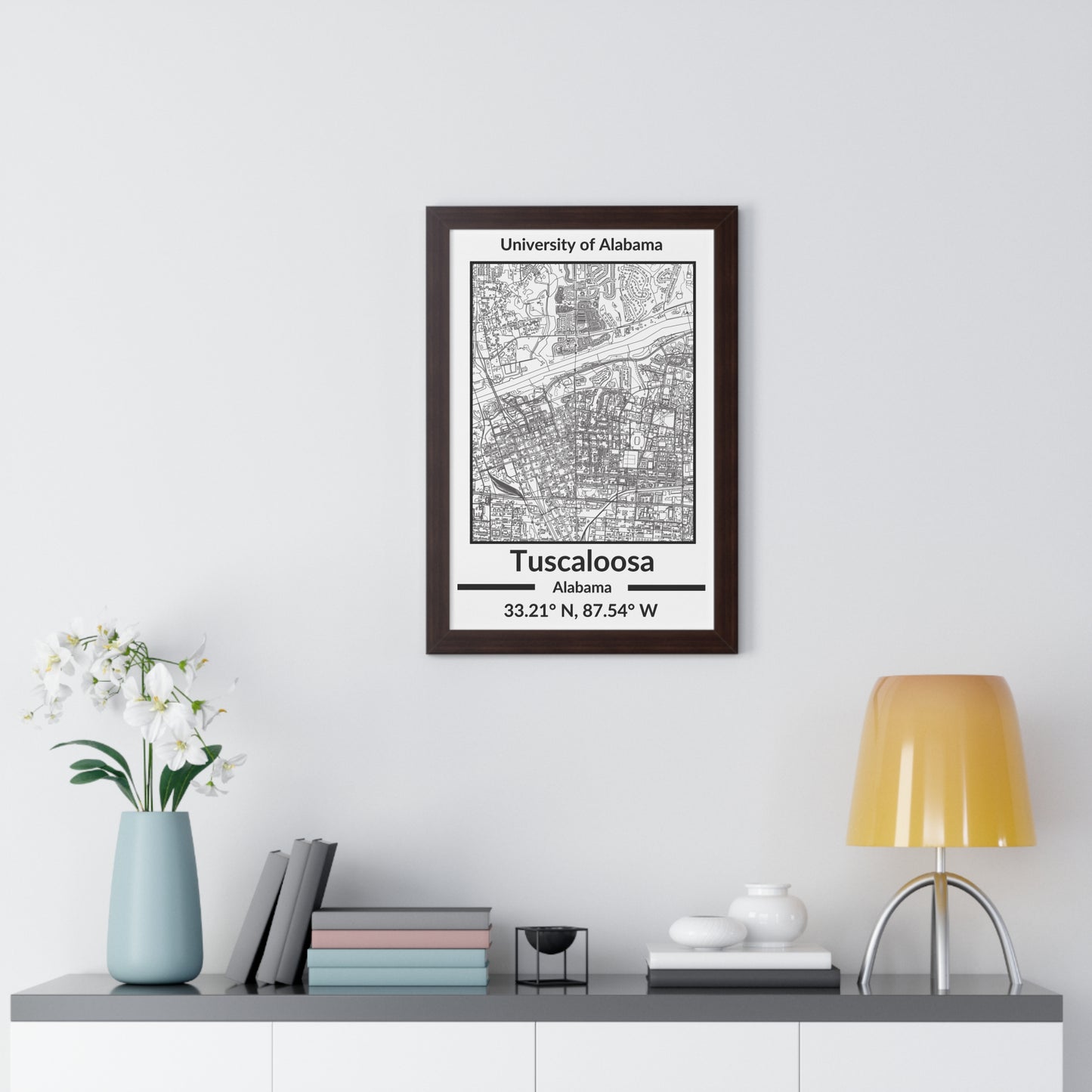 Map of Tuscaloosa, Alabama Poster (Black and White)