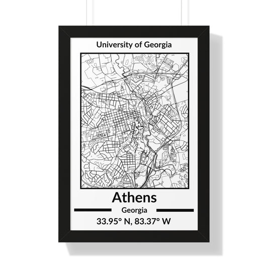 Map of Athens, Georgia Poster (Black and White)