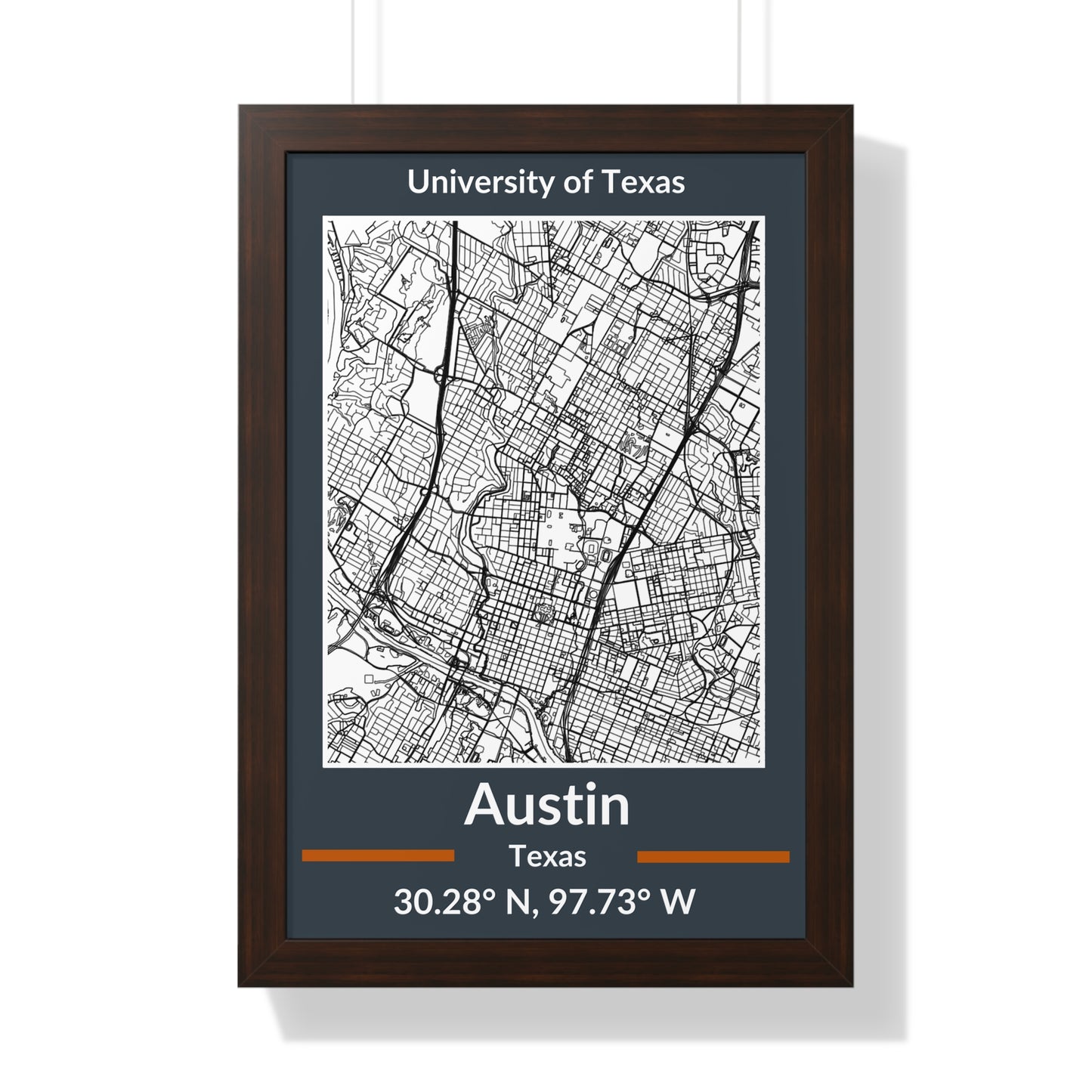 Map of Austin, Texas Poster (Team Colors)