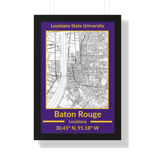 Map of Baton Rouge, Louisiana Poster (Team Colors)