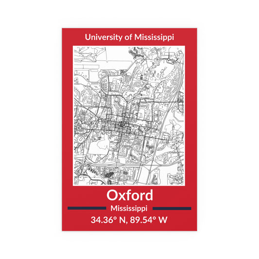 Map of Oxford, Mississippi Poster no Frame (Team Colors)