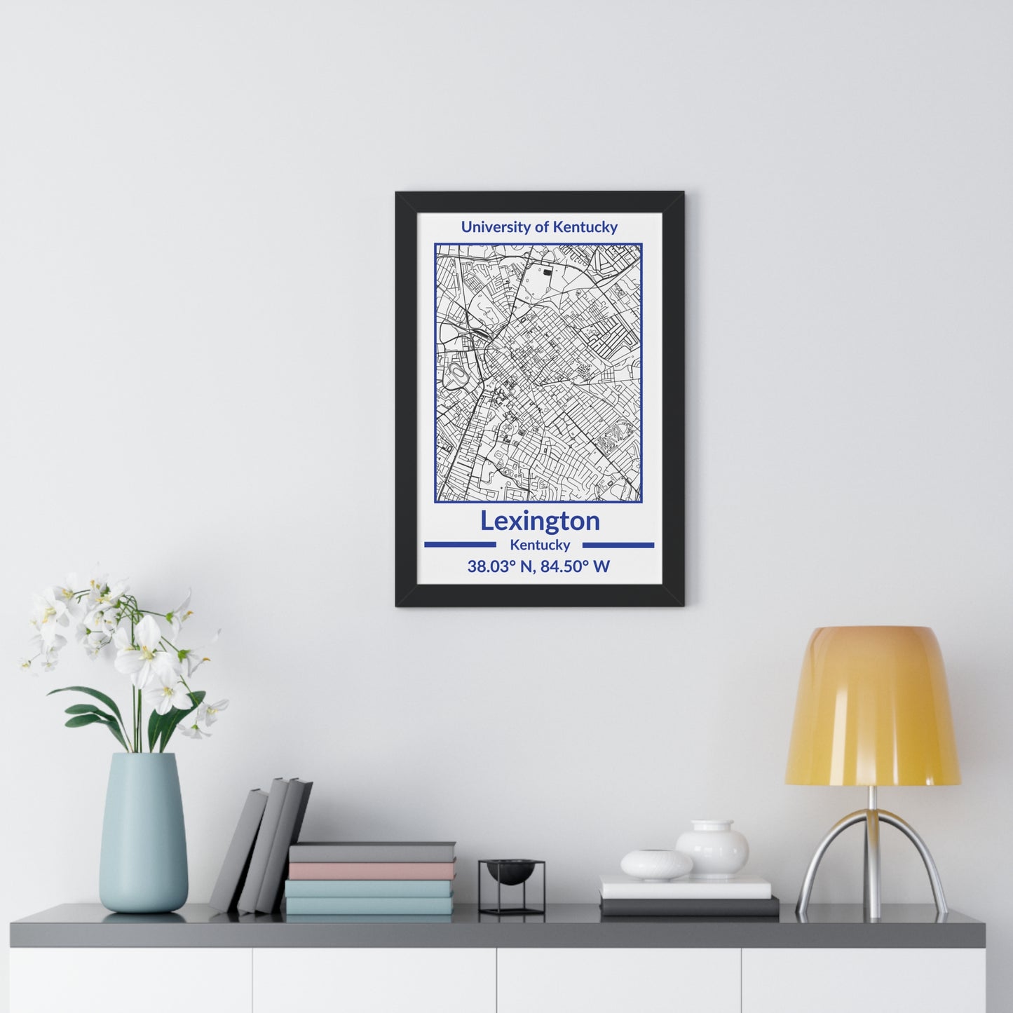 Map of Lexington, Kentucky Poster (Team Colors)