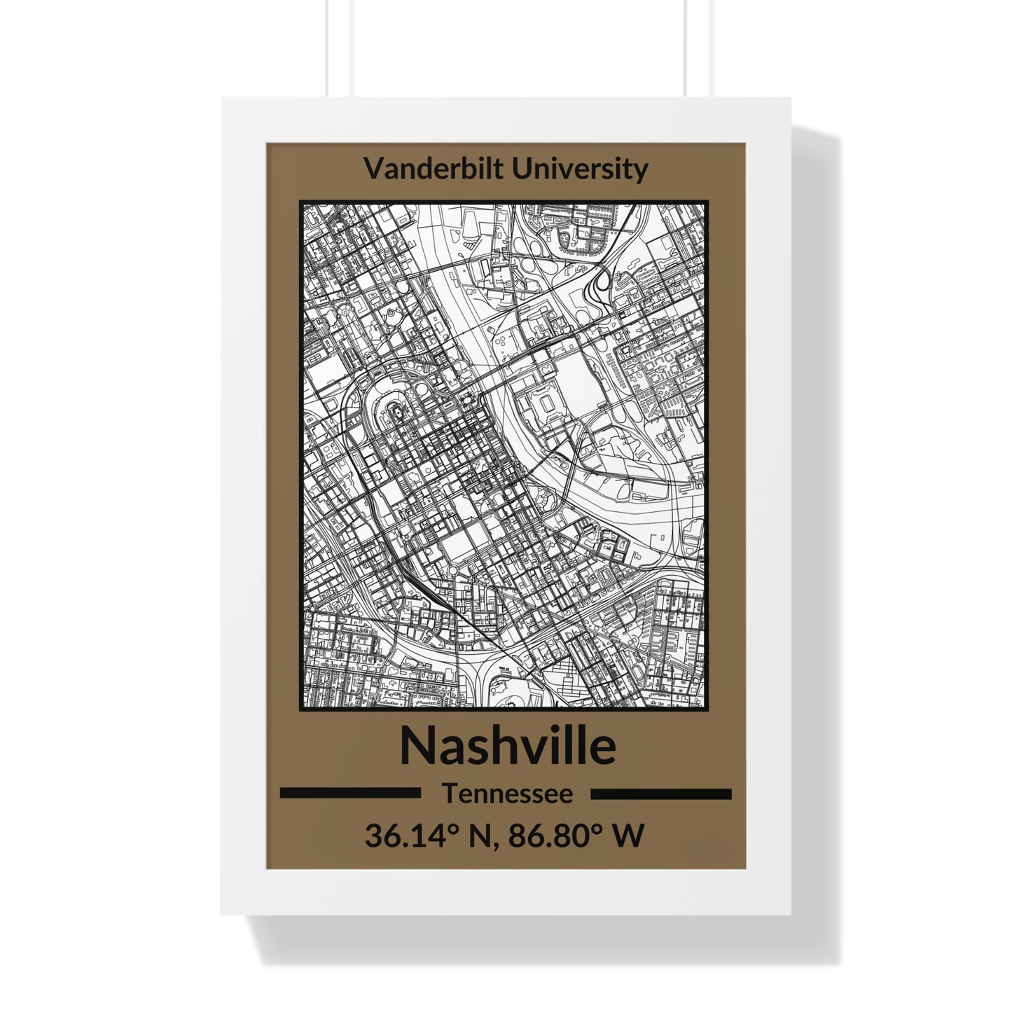 Map of Nashville, Tennessee Poster (Team Colors)