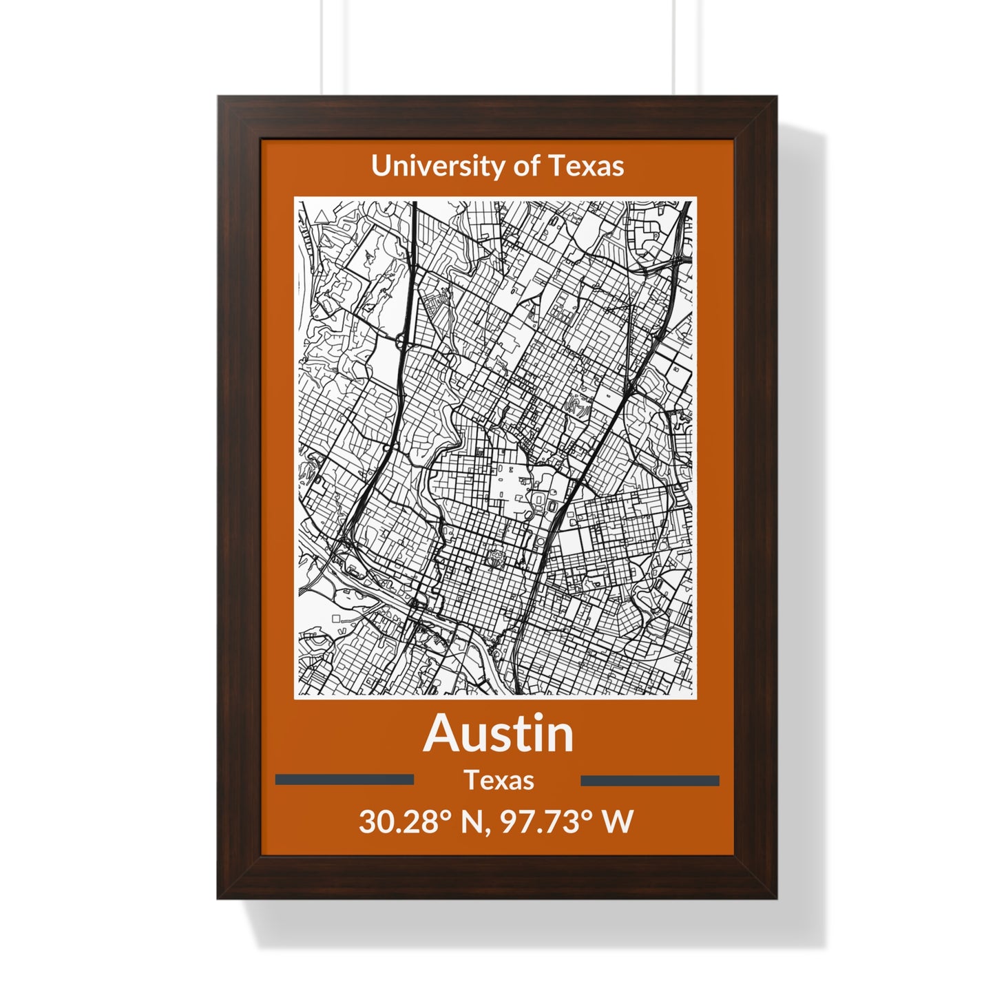 Map of Austin, Texas Poster (Team Colors)