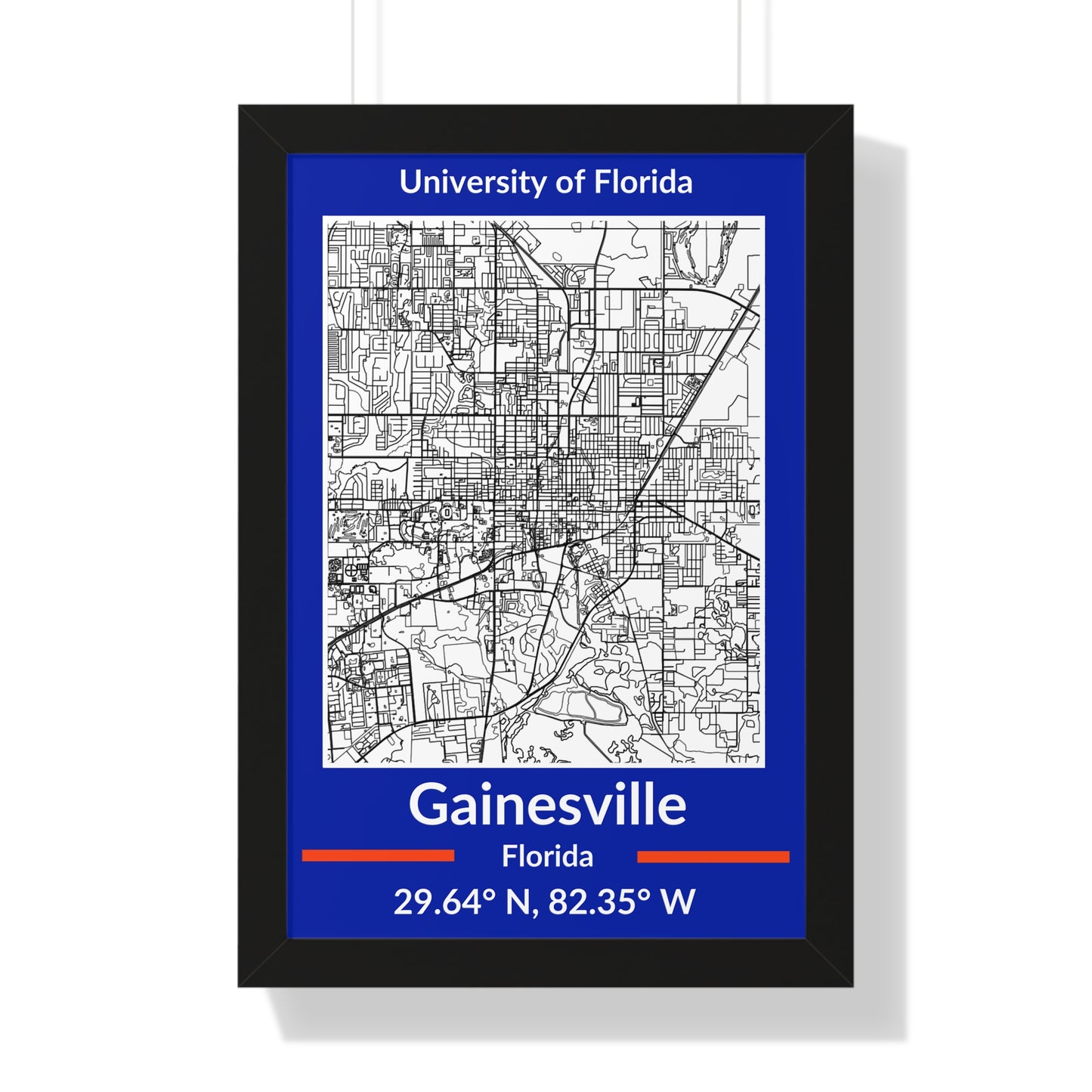 Map of Gainesville, Florida Poster (Black and White)