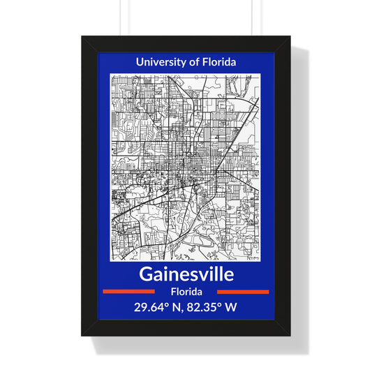 Map of Gainesville, Florida Poster (Black and White)