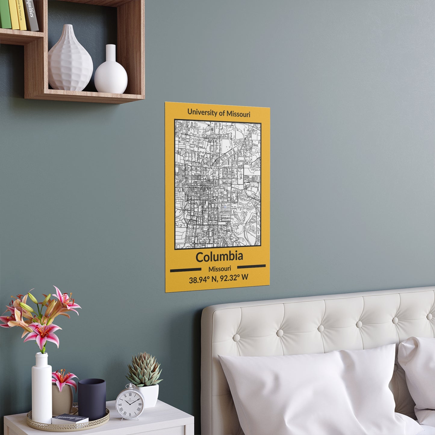 Map of Columbia, Missouri Poster no Frame (Team Colors)