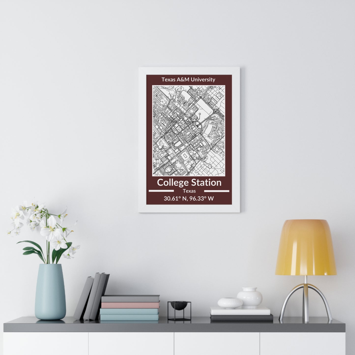 Map of College Station, Texas Poster (Team Colors)