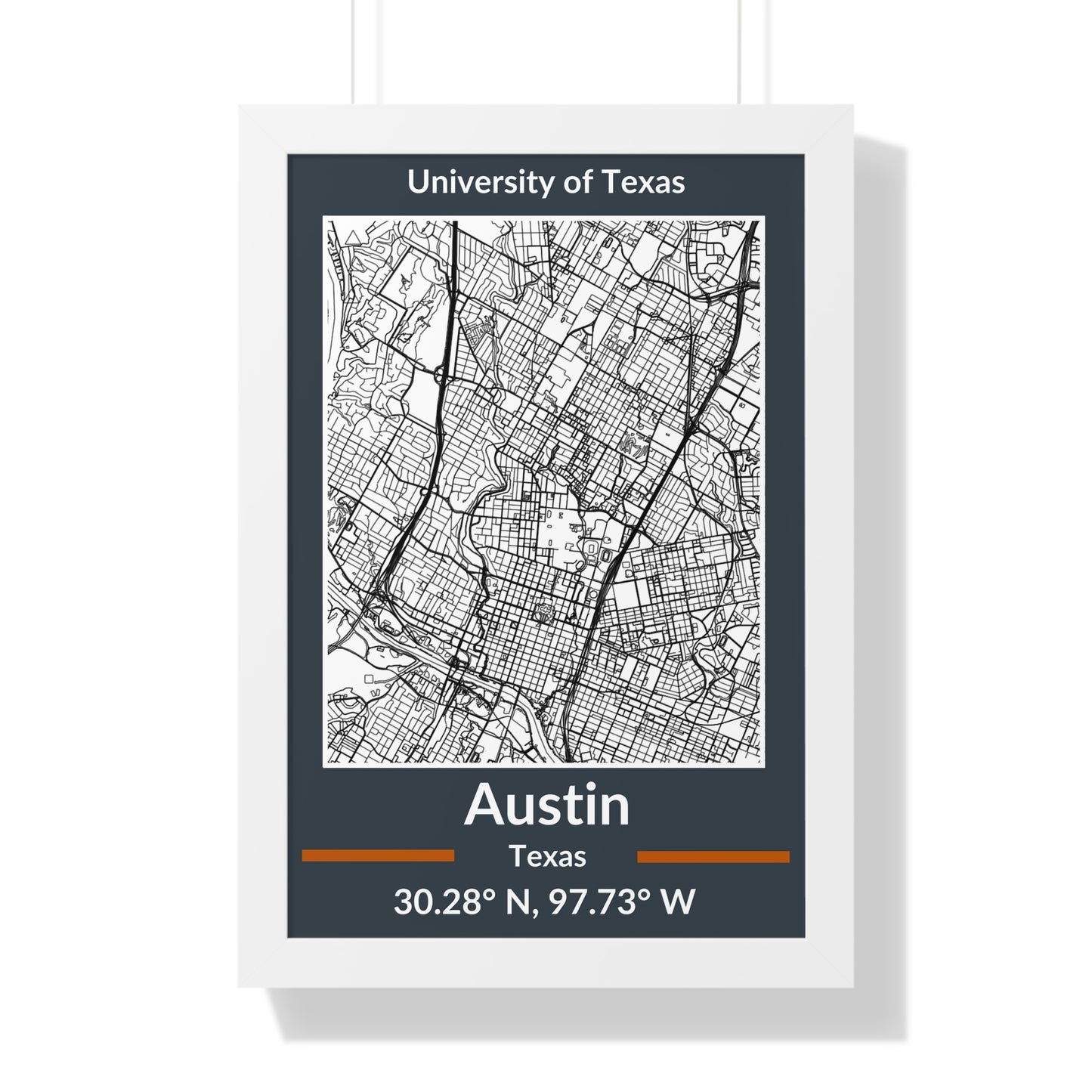 Map of Austin, Texas Poster (Team Colors)