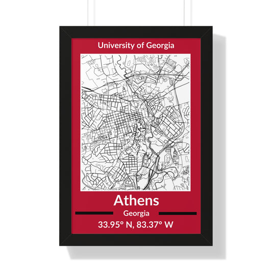 Map of Athens, Georgia Poster (Team Colors)