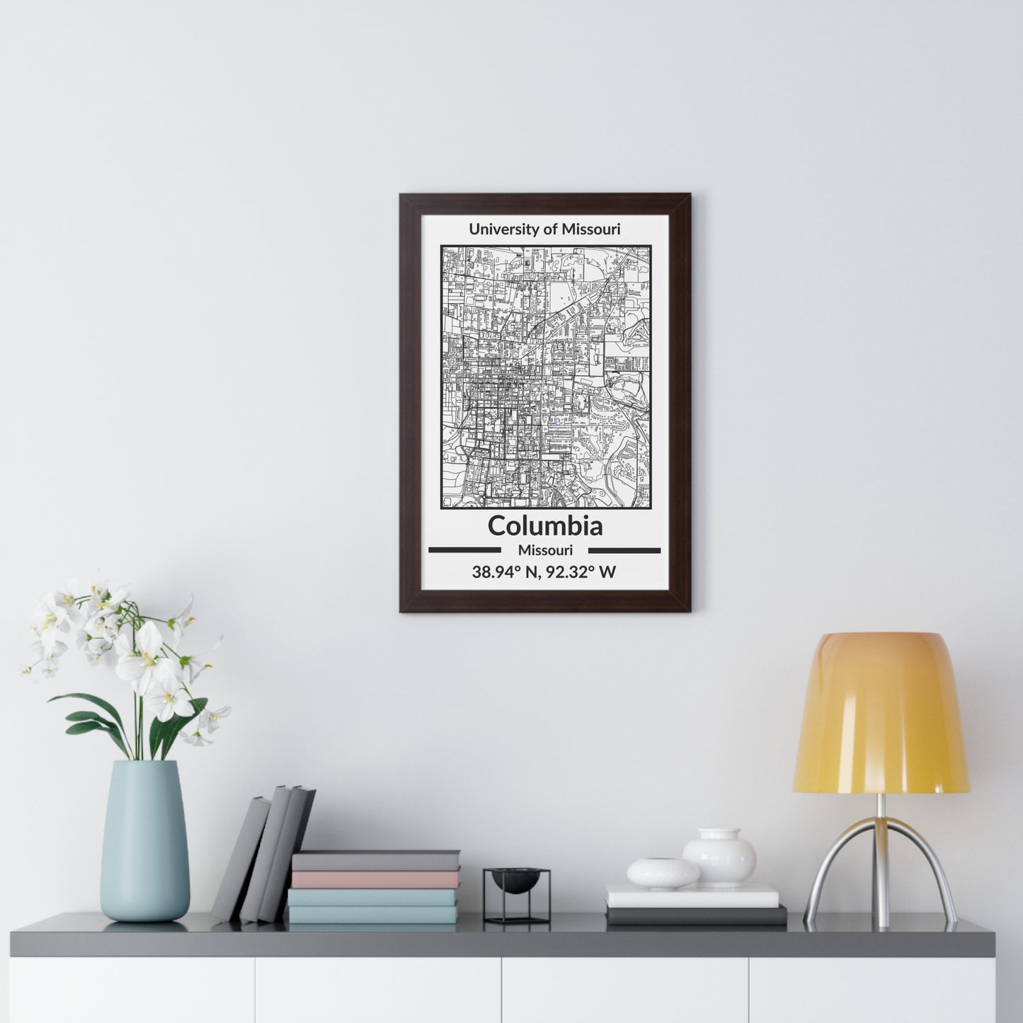 Map of Columbia, Missouri Poster (Black and White)