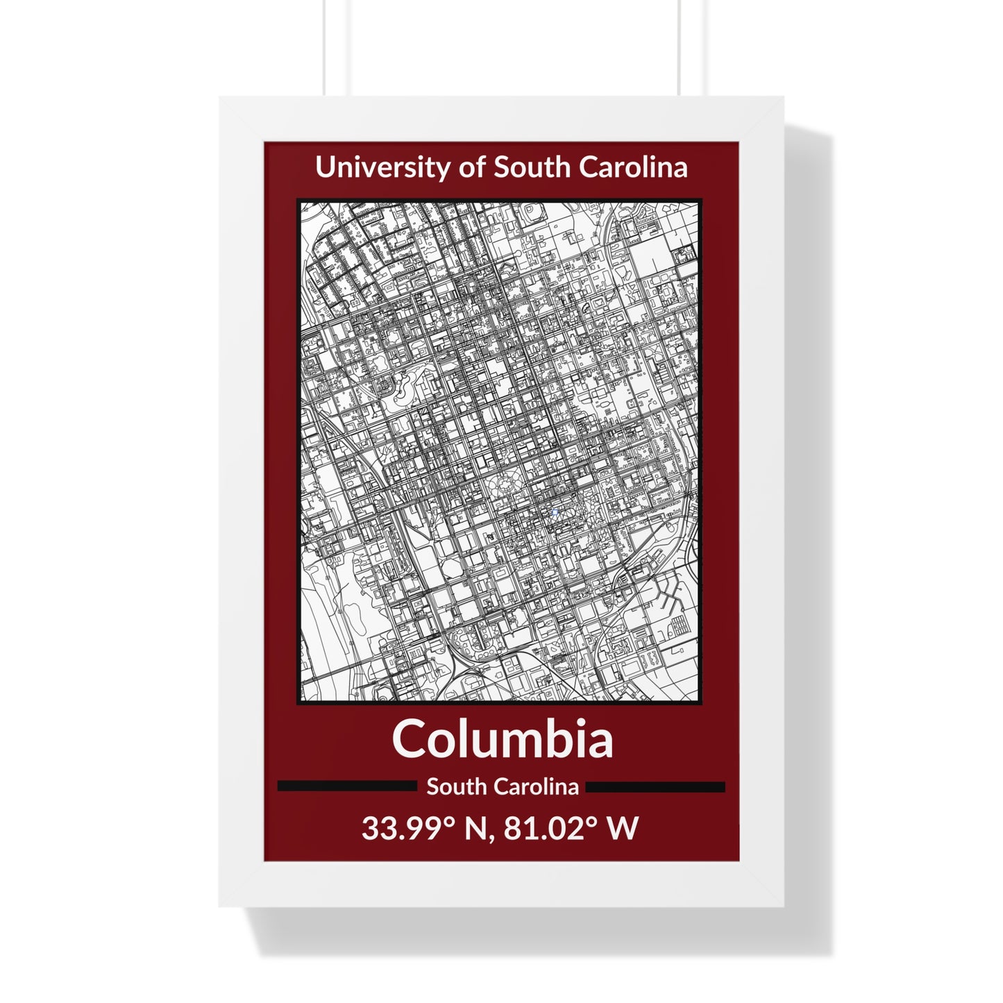 Map of Columbia, South Carolina Poster (Team Colors)