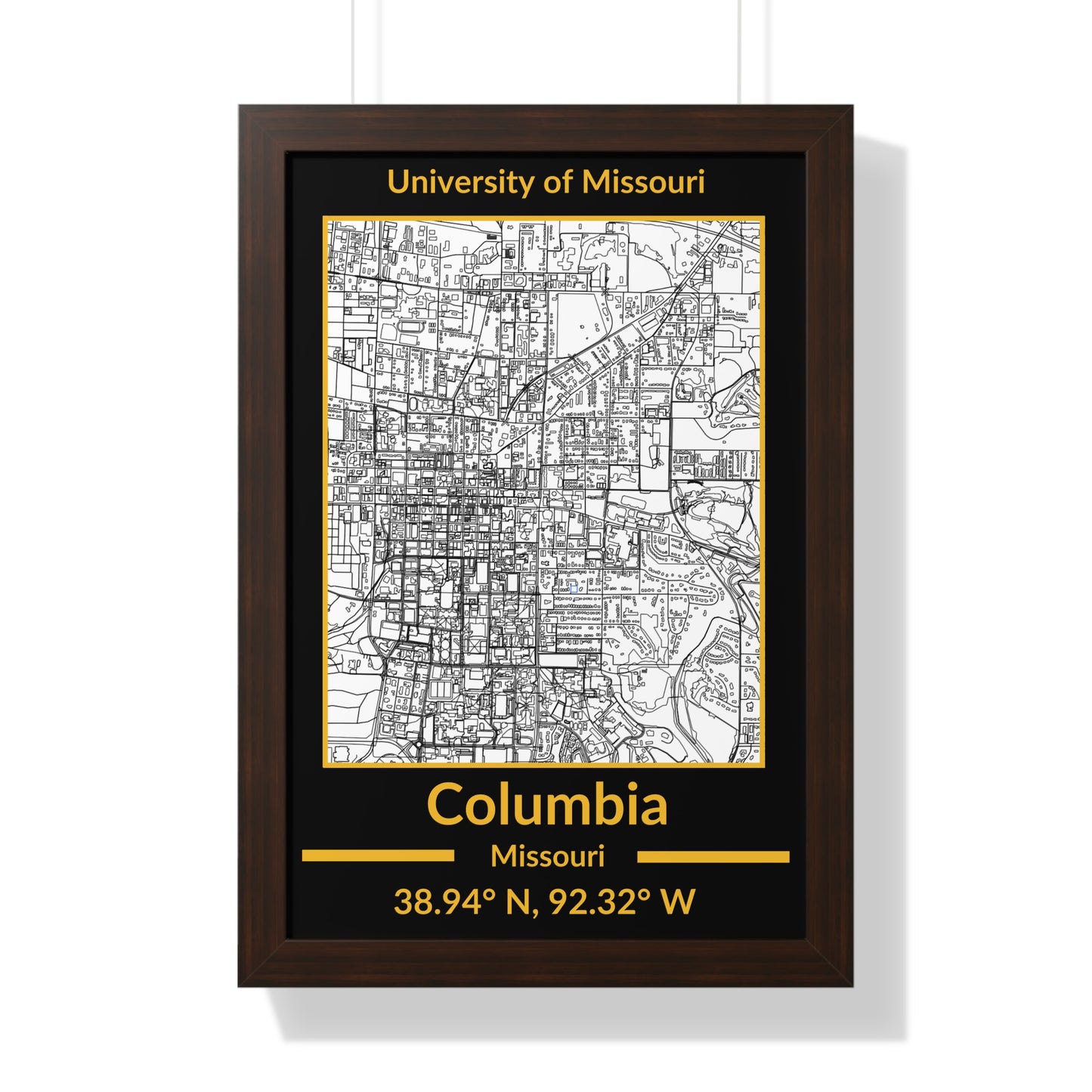 Map of Columbia, Missouri Poster (Team Colors)