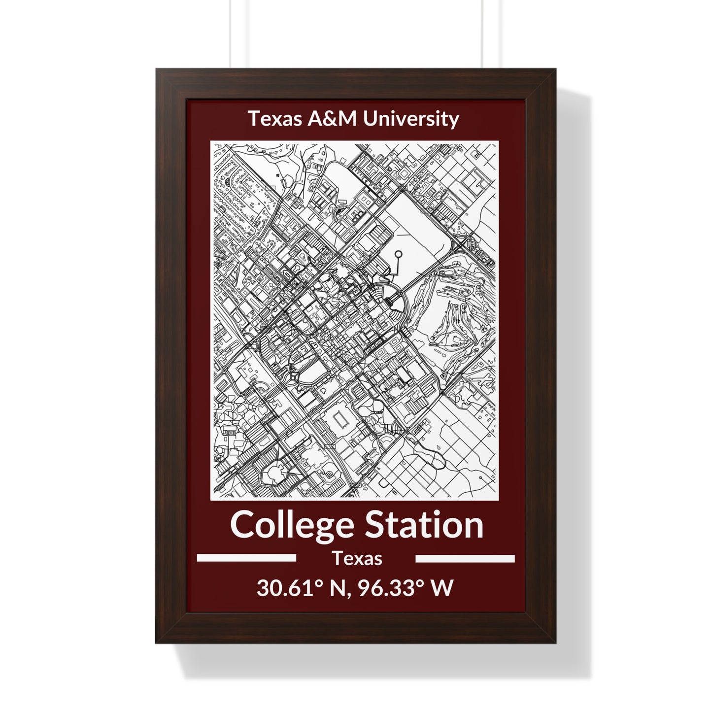 Map of College Station, Texas Poster (Team Colors)