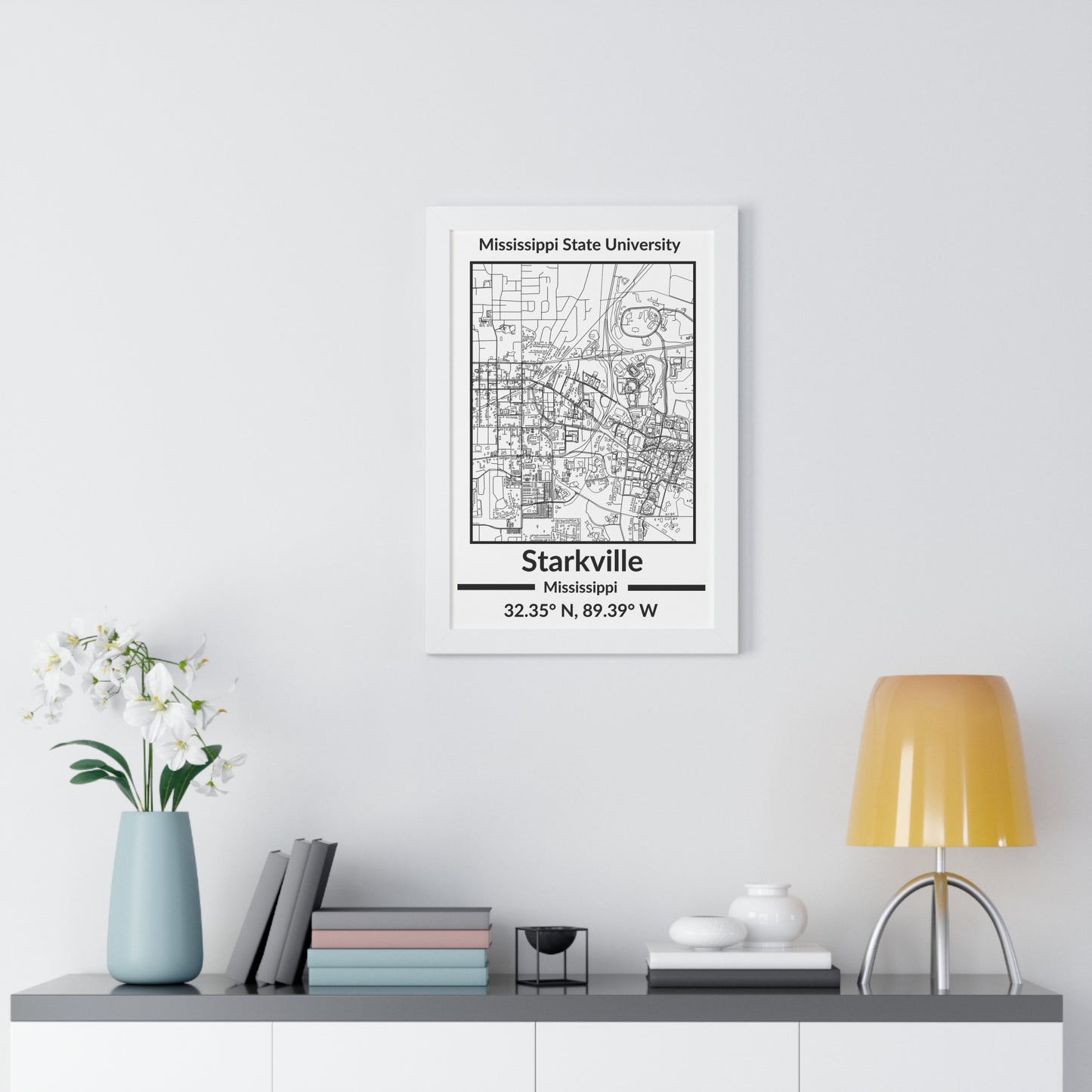 Map of Starkville, Mississippi Poster (Black and White)