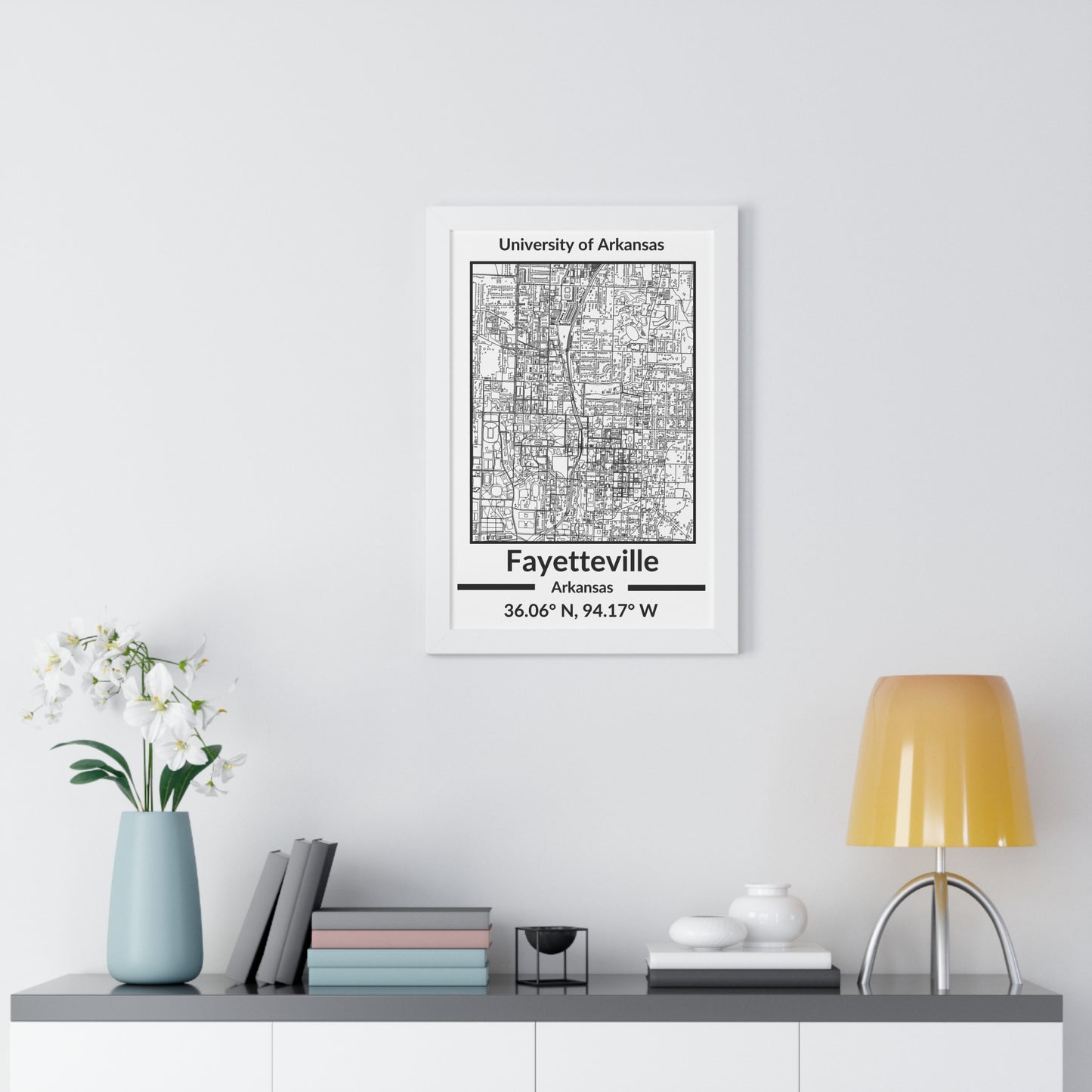 Map of Fayetteville, Arkansas Poster (Black and White)