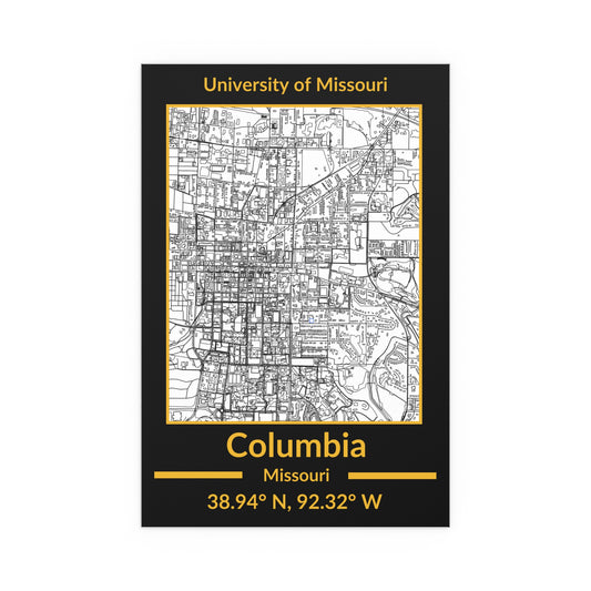 Map of Columbia, Missouri Poster no Frame (Team Colors)