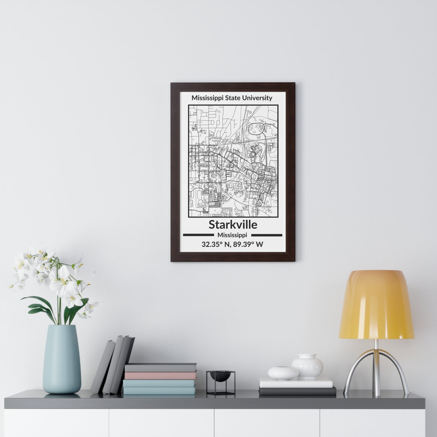 Map of Starkville, Mississippi Poster (Black and White)