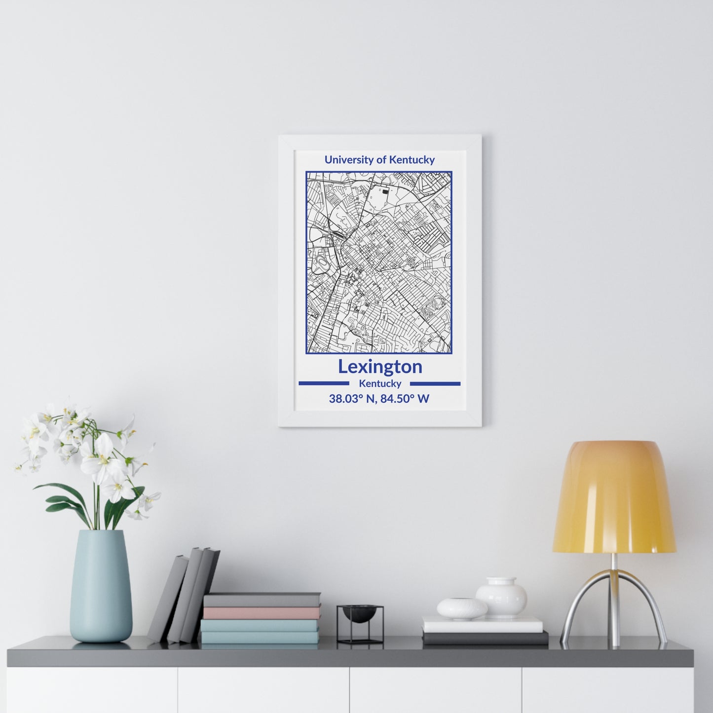 Map of Lexington, Kentucky Poster (Team Colors)