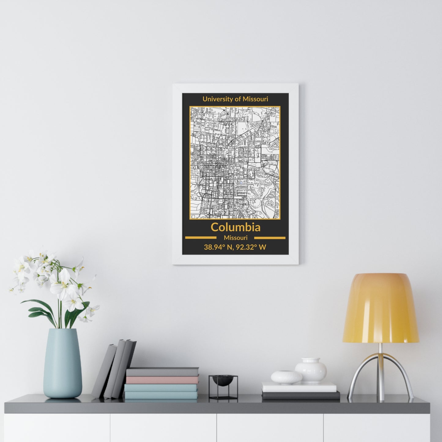 Map of Columbia, Missouri Poster (Team Colors)