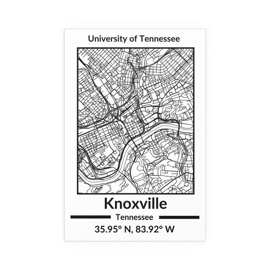 Map of Knoxville, Tennessee Poster no Frame (Black and White)