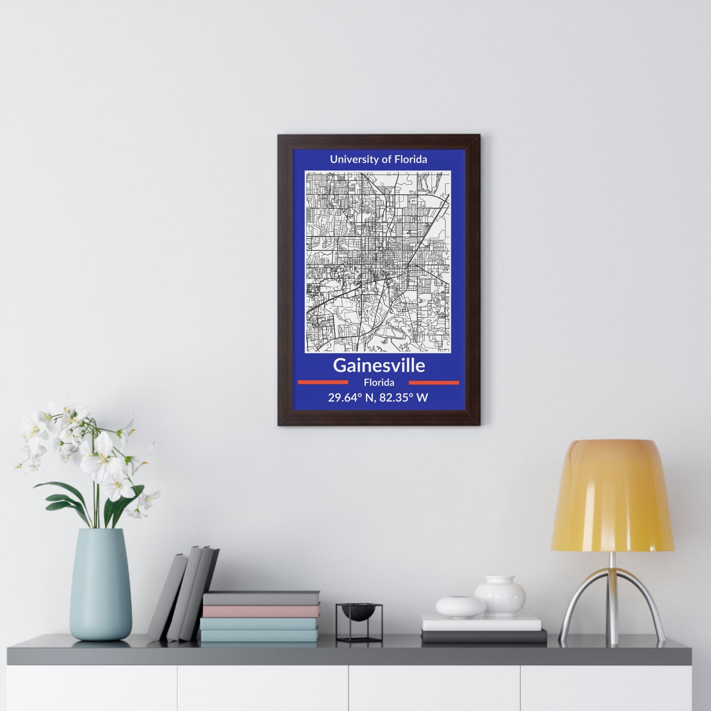 Map of Gainesville, Florida Poster (Black and White)