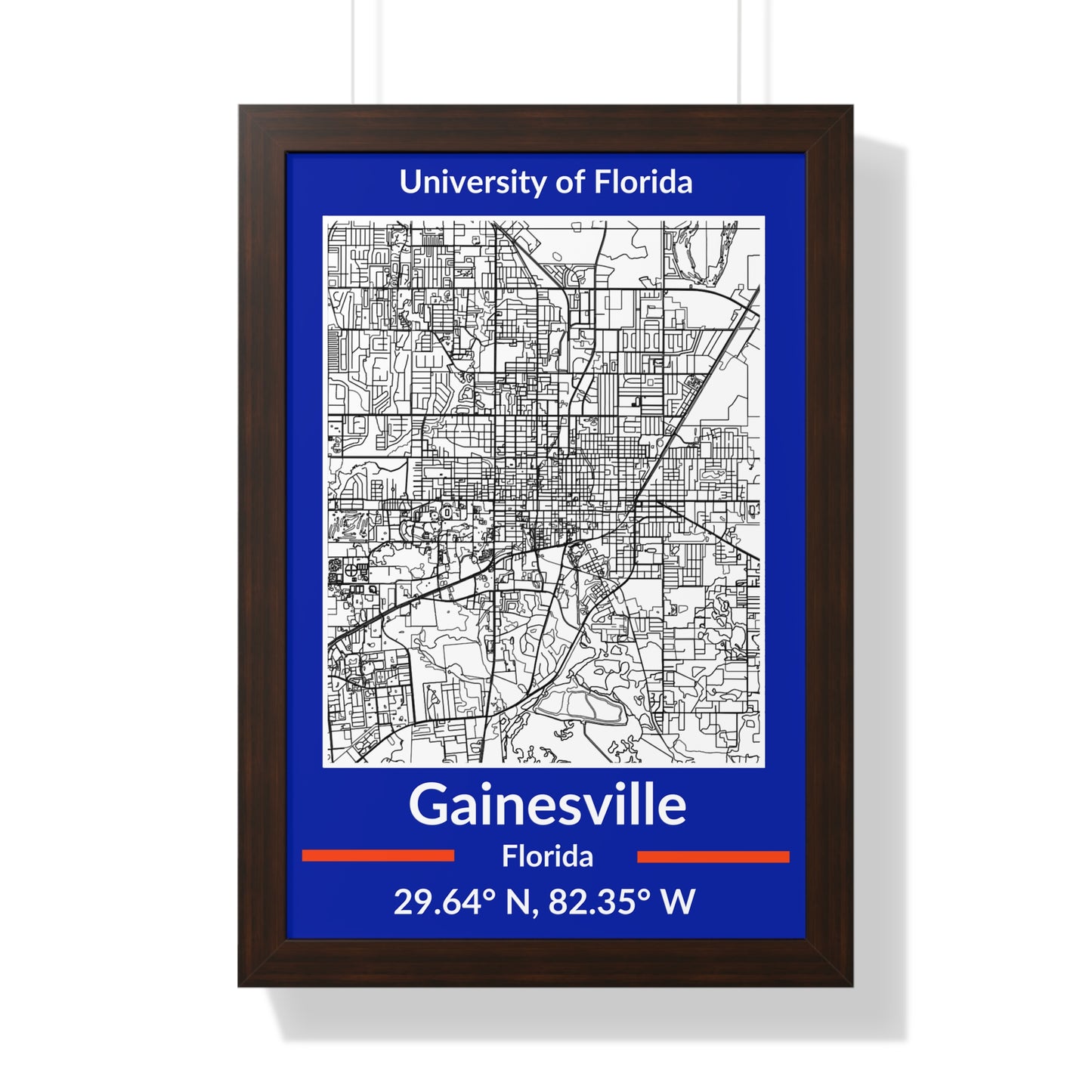 Map of Gainesville, Florida Poster (Black and White)