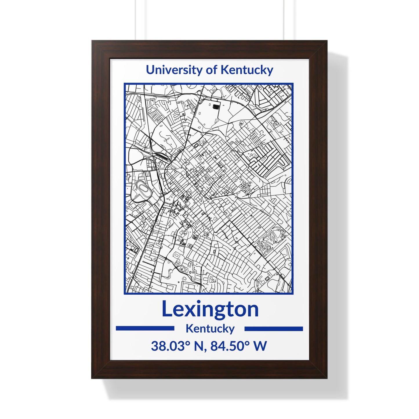 Map of Lexington, Kentucky Poster (Team Colors)