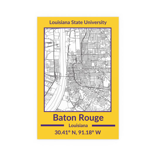 Map of Baton Rouge, Louisiana Poster no Frame (Team Colors)